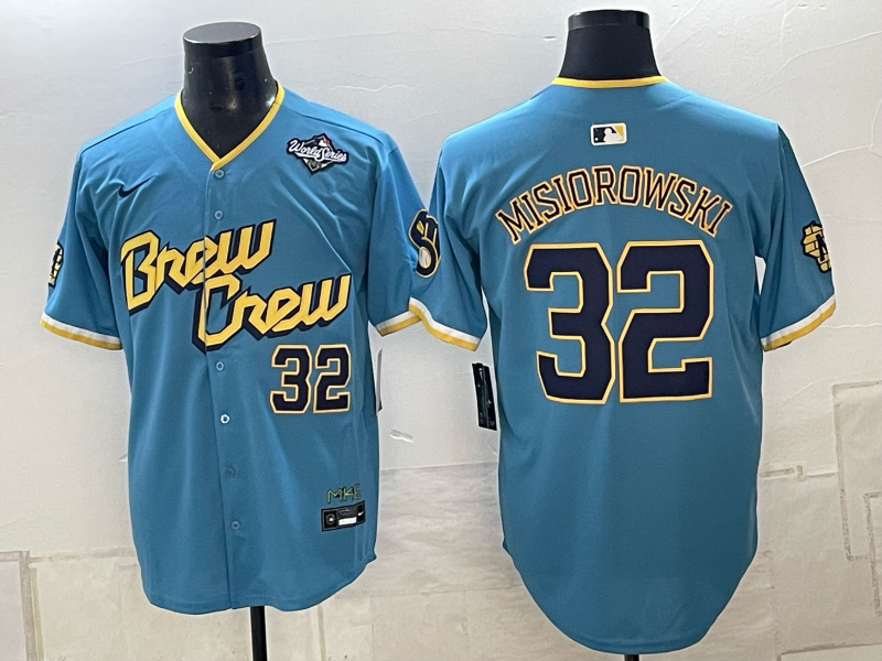 Men Milwaukee Brewers #32 Misiorowski blue Nike 2026 World Series MLB jersey 102305->milwaukee brewers->MLB Jersey